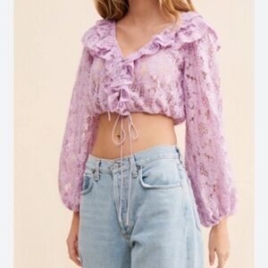 FOR LOVE & LEMONS Tatiana Blouse in Purple Size Small
